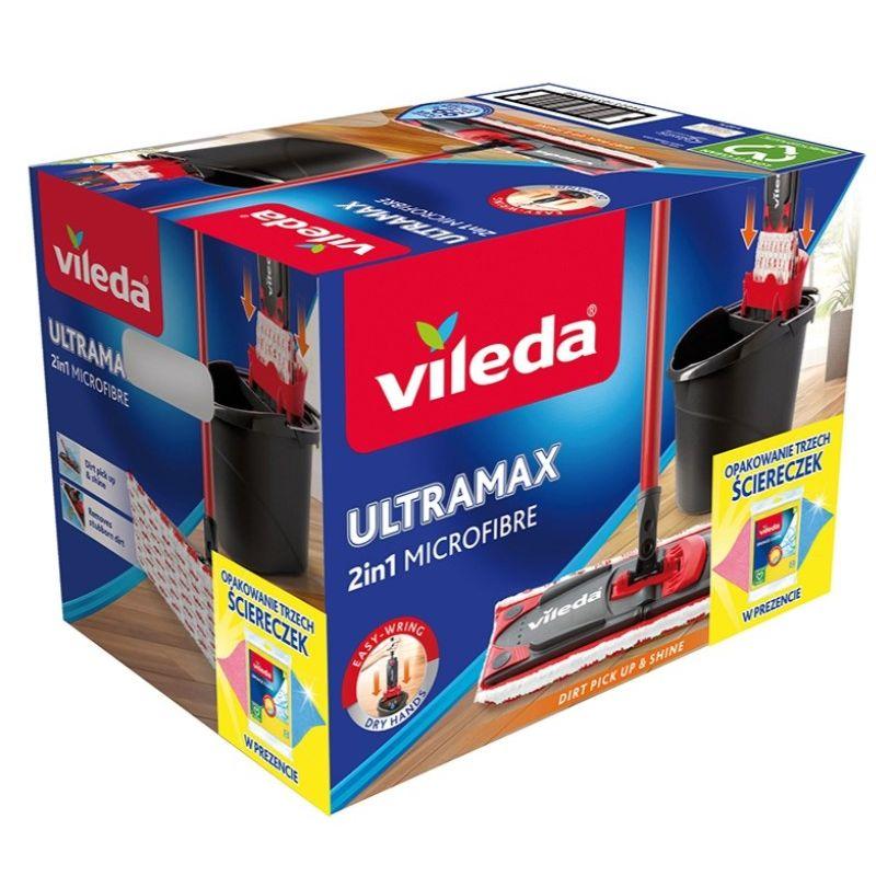 Vileda Ultramax Box Mop 3 Cloths Red/Black
