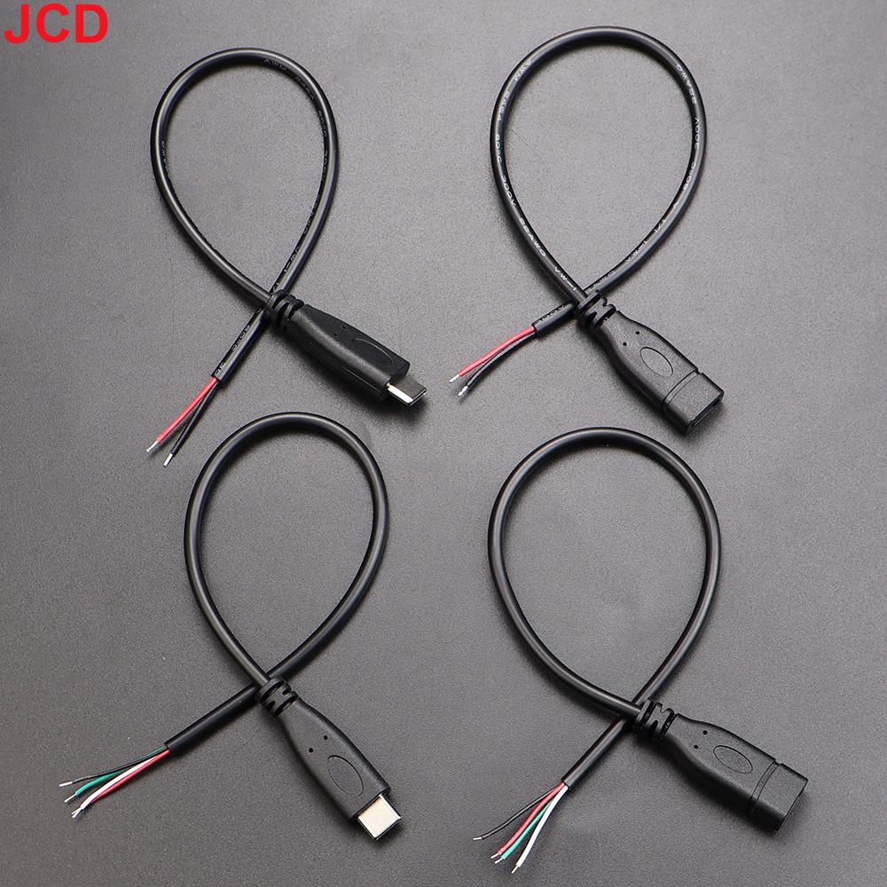5pcs 2Pin 4Pin Micro USB / Type C Charger Connector USB 2.0 Type A Male Female Power Supply Extension Cable Wire DIY Data Line