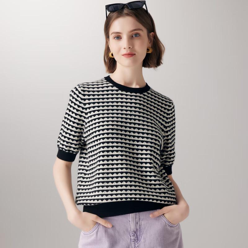 

Paluo Women s Pure Cashmere Jacquard Round Neck Sweater M (160/100)