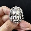 Anello Grande Aperto Retro Vairocana Buddha Per Uomini Rame Placcato Argento Punk Gotico Edgy Accessori Buddismo Benedizione Regalo