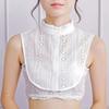 White Lace Lapel Half Shirt Jacquard Adjustable Neckline Retro Detachable Fake Collar  Women