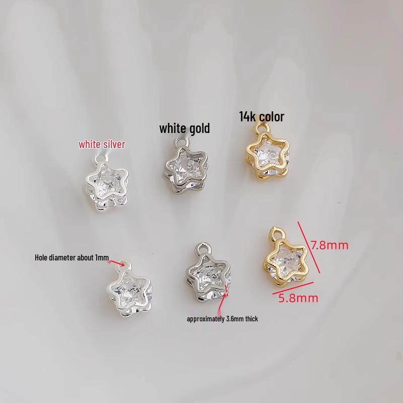 14K Gold-Filled Zircon Flower Pendant, Clip-on Charm for DIY Jewelry