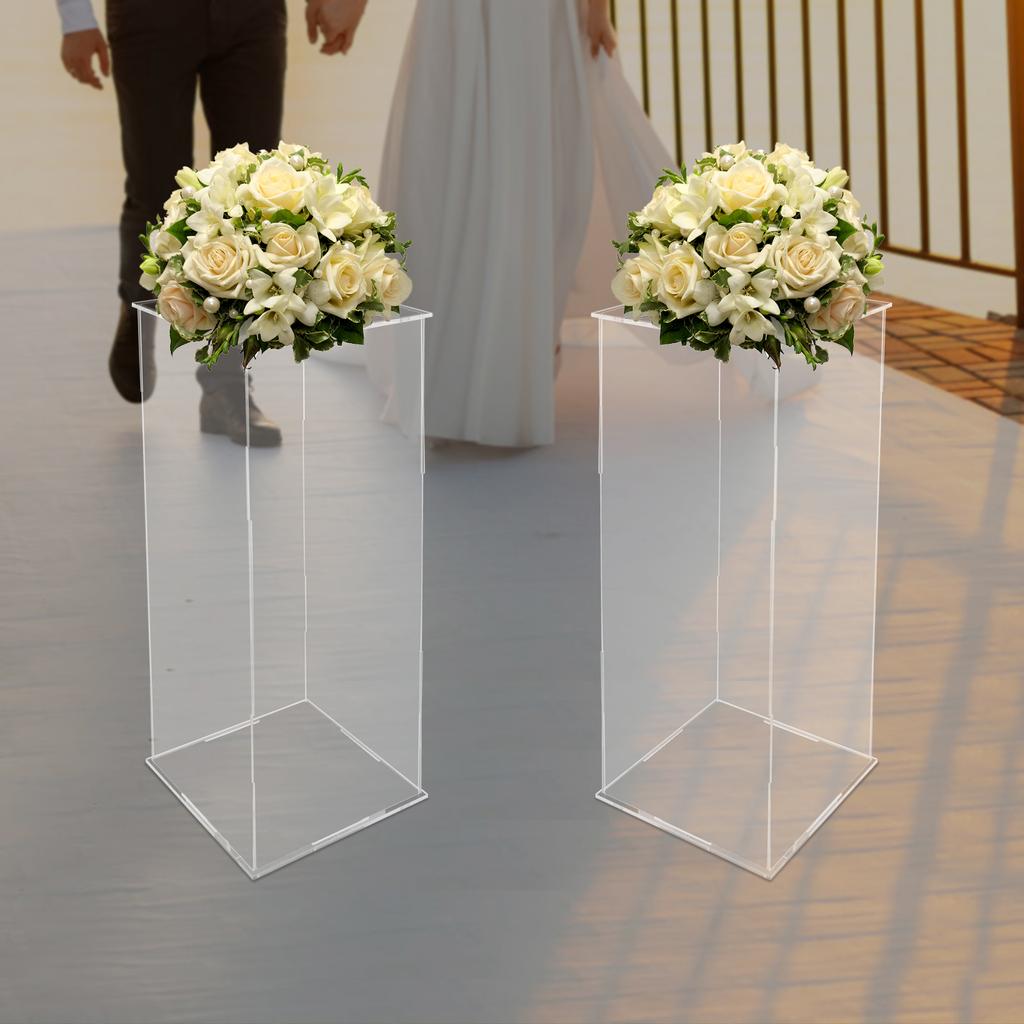 Modern Clear Acrylic Flower Stand - Display Tower for Wedding Birthday Table Decor - 25x25x60cm 5kg Capacity Centerpiece Holder