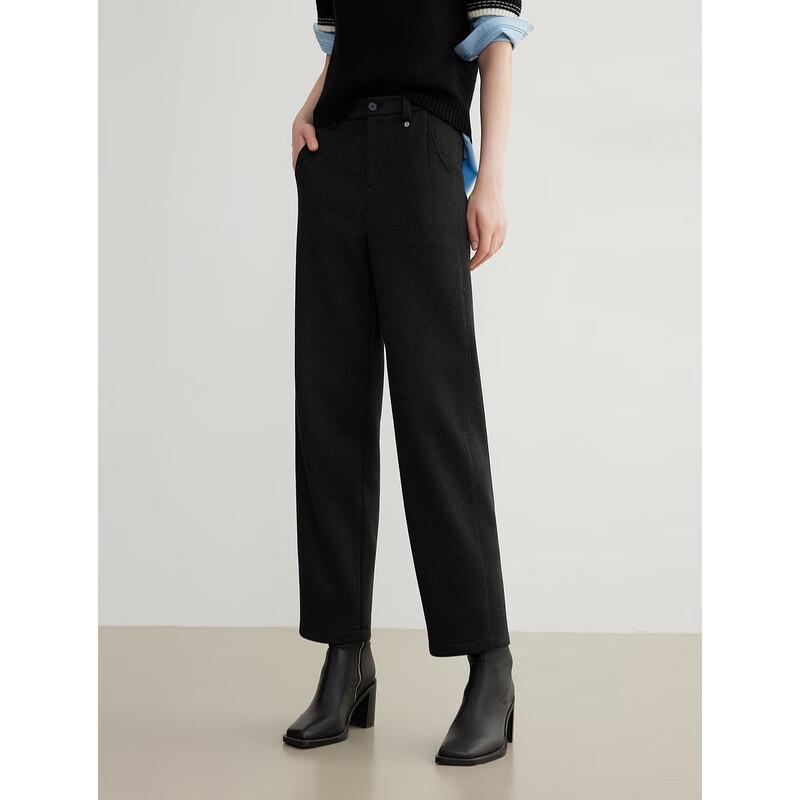ELLE Women's Fleece-Lined French Knit High-Waist Straight-Leg Cropped Pants
