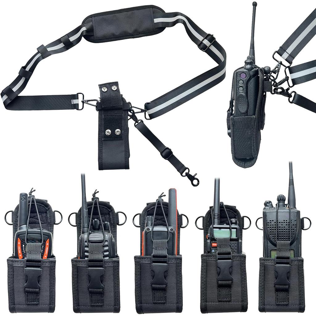 Firefighter Radio Strap and Holder Featuring 3M Reflective Strips Shoulder Harness Walkie Talkie Holster for EMS EMT Fire Police