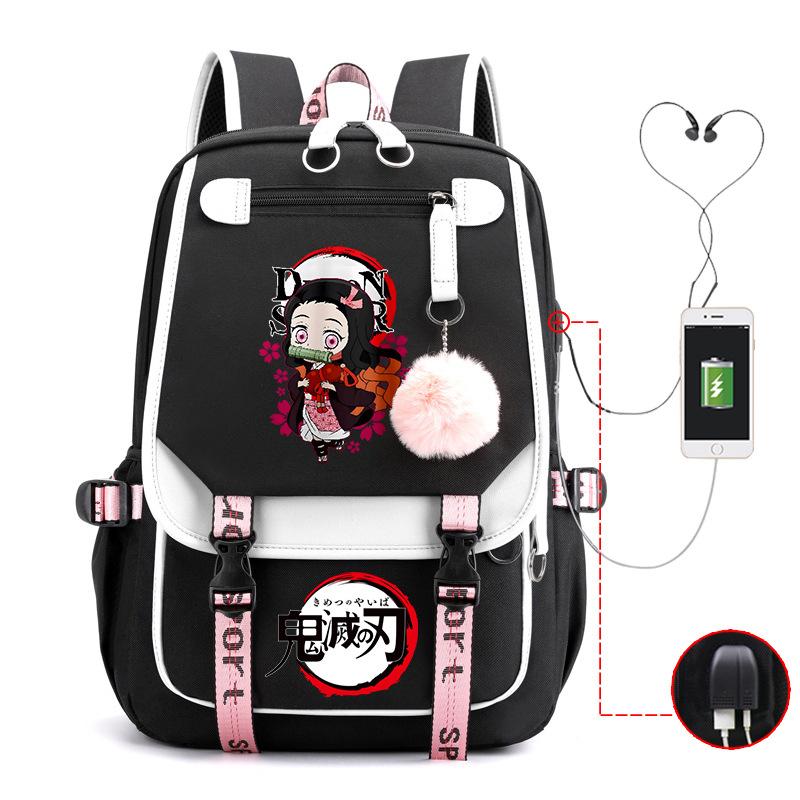 Ghost Annihilation Blade Grade 3-6 Junior High School Student High School Student School Bag Strap USB Multifunctional Backpack