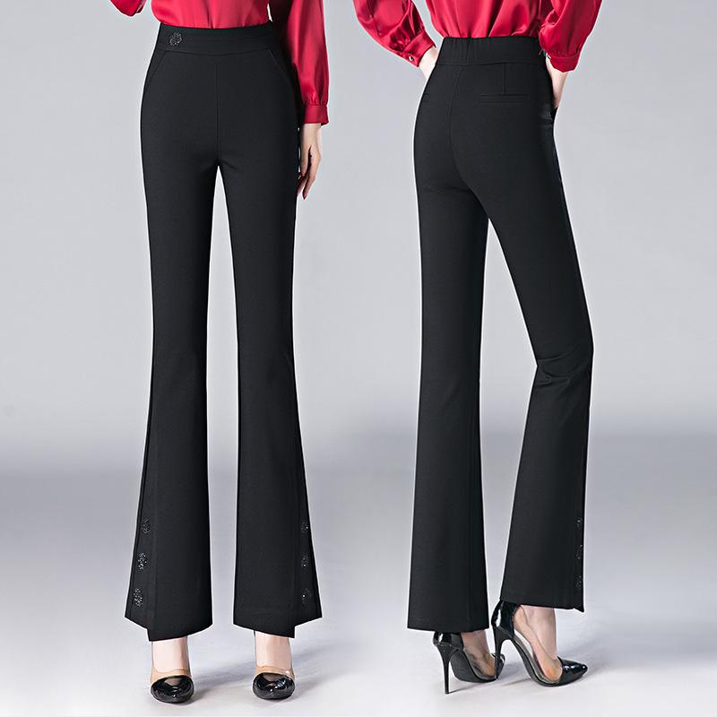 Women's Micro Flare High Waist Elastic Pants - Slimming, Fashionable, Casual Spring/Summer Trousers for Middle-Aged Moms (5X).