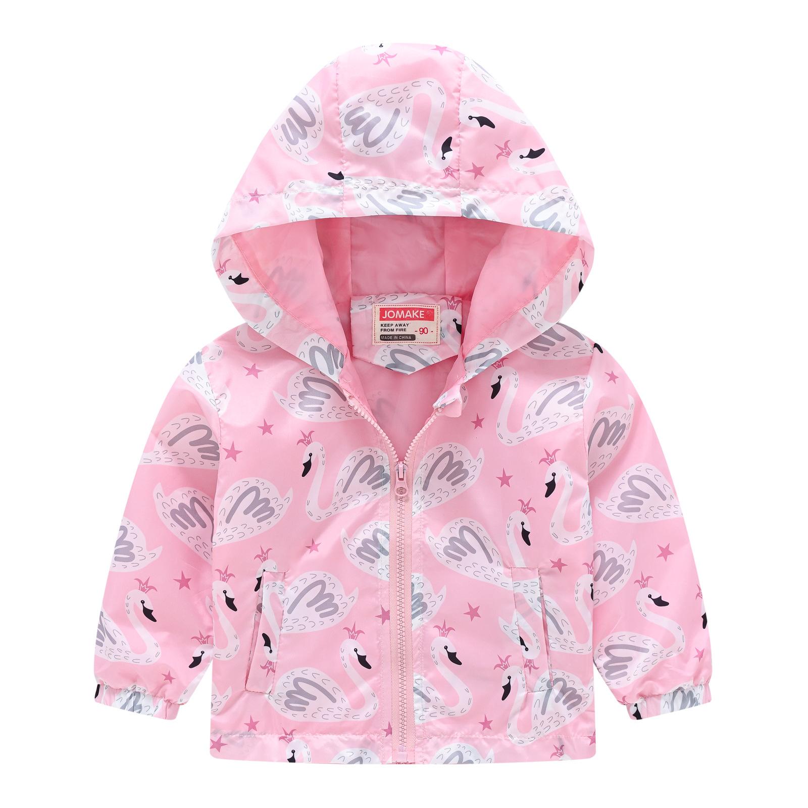

Girls Fashion Butterfly Flower Cartoon Animal Print Hooded Windbreaker Jacket 90 розы красного