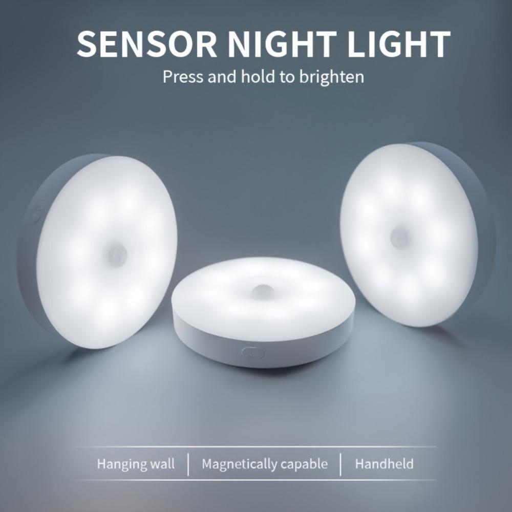 Lámpara LED Inteligente Con Sensor De Cuerpo Humano Night Light USB Succión Magnética Inalámbrica  Lámpara Para Armario