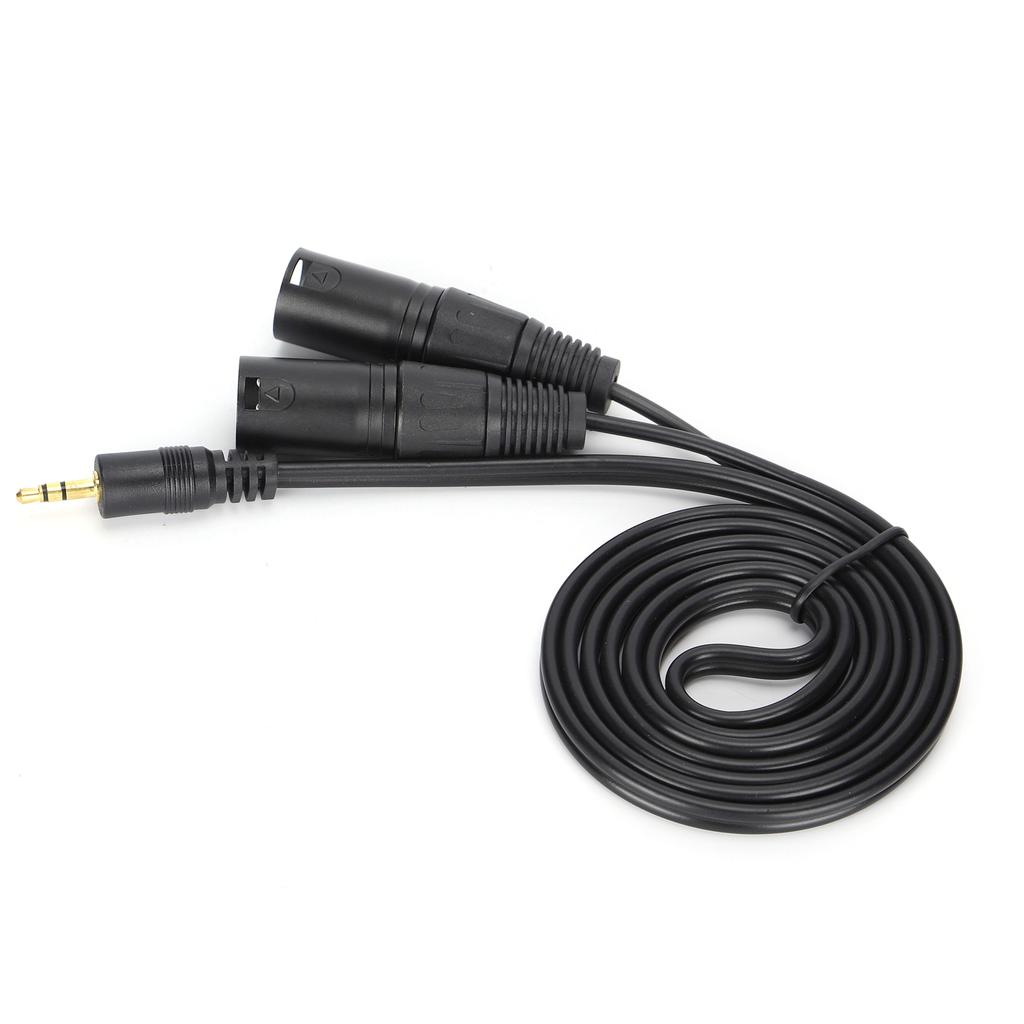 Câble Microphone Connecteur 3.5mm vers Adaptateur Double XLR Mâle Cordon de Patch d'Interconnexion3.5 XLR 1.5m 4.9ft