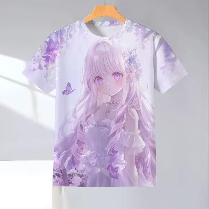 New Summer Sweet Girl Pattern T-Shirt Series, 3D Printed Round Neck, Cute and Unisex Style