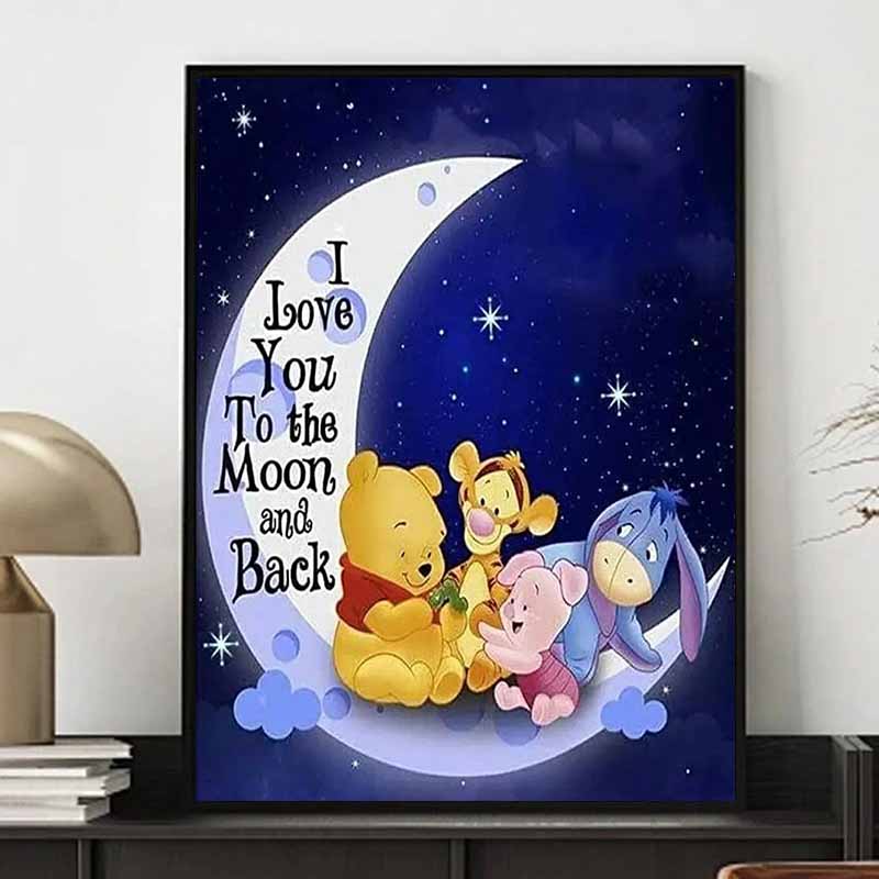 Disney Diamond Painting Winnie The Pooh and Friends Above The Moon Painting DIY Kit Adult Arts and Crafts Home Decor and Gift