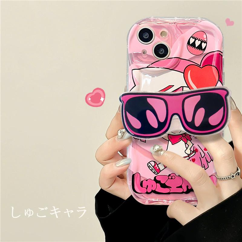Applicable To Apple 15Pro Mobile Phone Case Iphone13/12 Transparent Silicone Xs/xr Cute Cartoon Sunglasses Holder 6