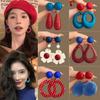 Hong Kong Style Retro Geometric Acrylic Water Drop Flower Earrings Stud Earrings Sweet Personality Earrings