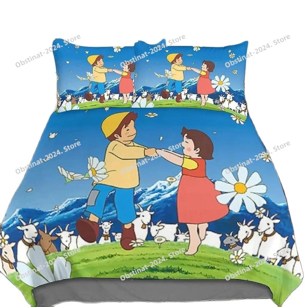 Heidi Das Mädchen aus den Alpen Bettwäscheset Bedrucktes Bettwäscheset mit Kissenbezug Bettbezug Weich Einzel Doppel Queen Super King Größe
