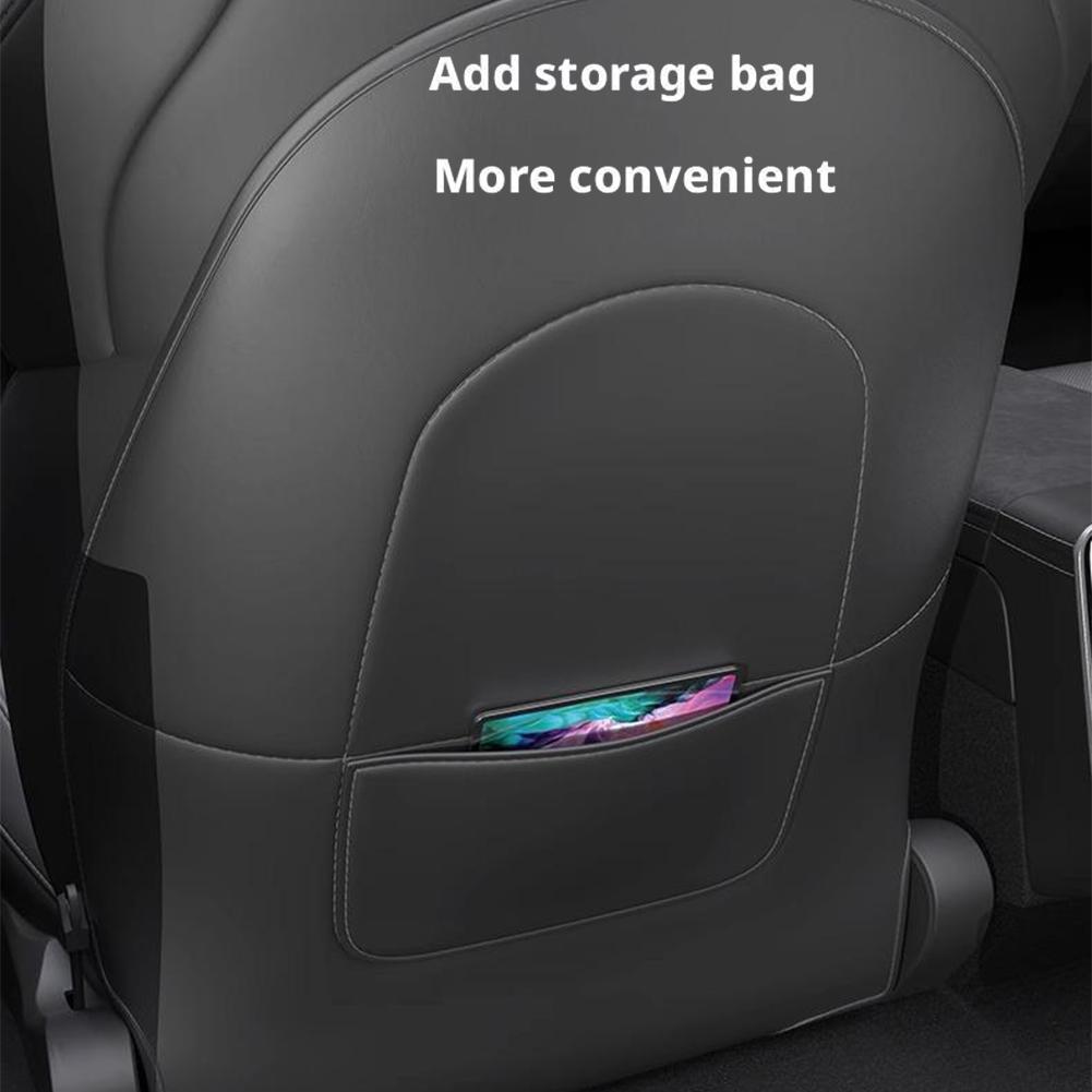 2pc Car Seatback Protector For Tesla Juniper 2025 Seat Anti-kick Pad Child Anti-Kick Mats Black Leather Interior Accessories