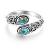Vintage 925 Silver Turquoise Flowe Ring Rings Adjustable for Women jeweley Bohemia Fashion Party Silver Rings