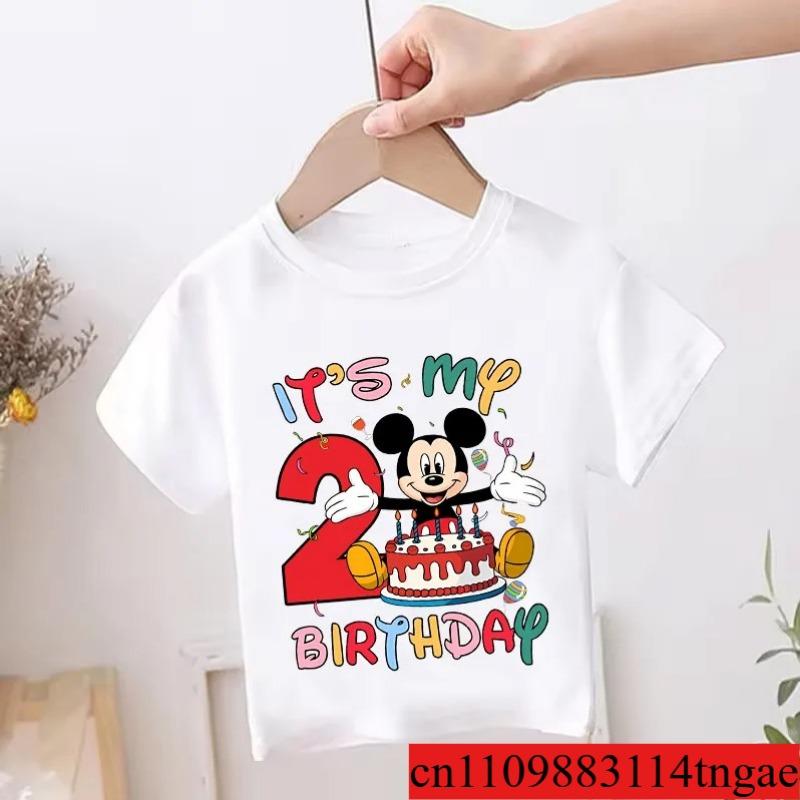 Children's Birthday Clothing Girls Boys Number T-Shirt Cartoon Printed Children's Top Summer