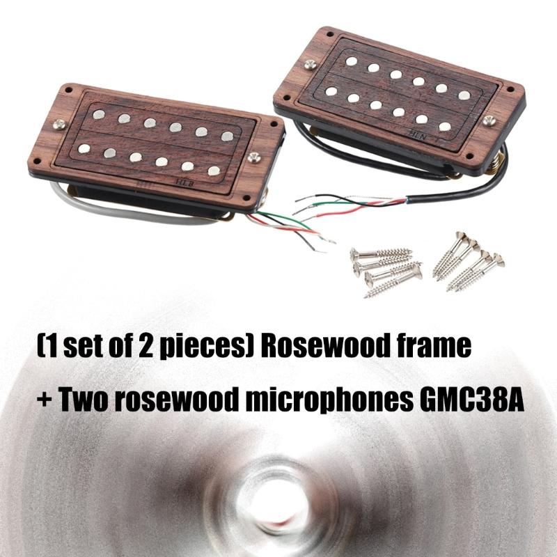 Humbucker Tonabnehmer Set mit Keramikmagneten und Holzrahmen für Gitarren-Upgrade Hoher Output Klarer Klang Einfache Installation