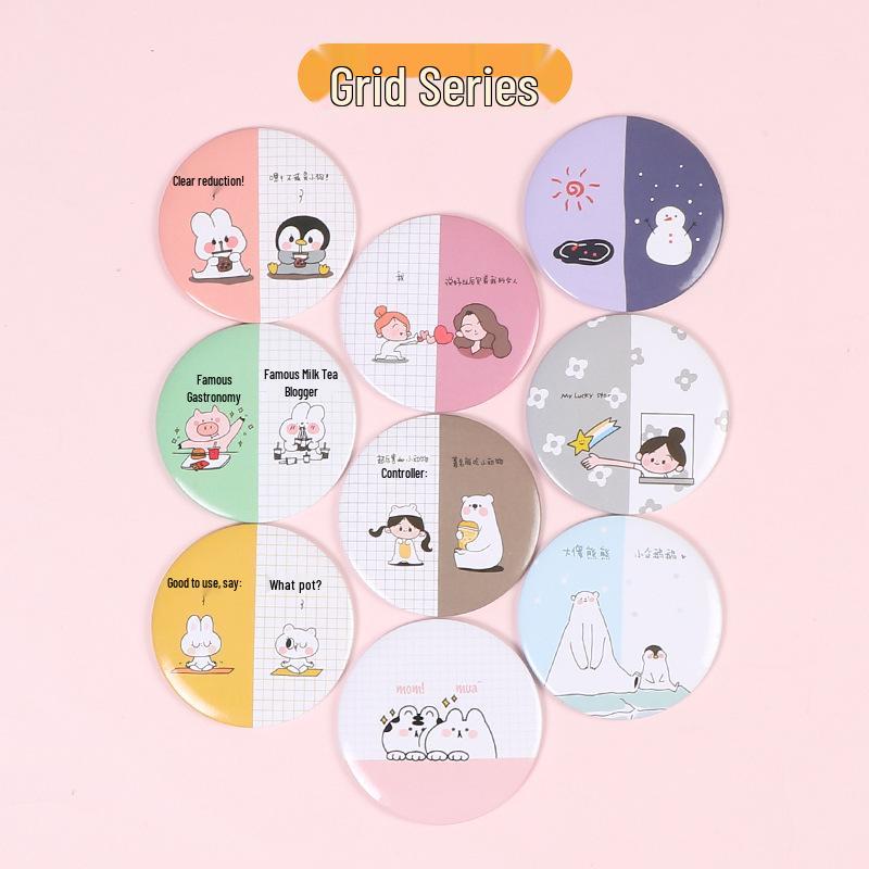 

Korean Style Cute Portable Tinplate Makeup Mirror with Customizable Logo 6.8CM