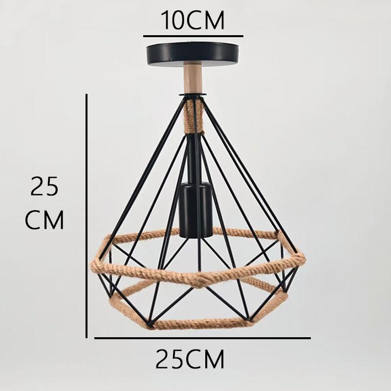 

Retro industrial chandelier, Russian attic cage, diamond shaped hemp rope restaurant, living room, kitchen, bedroom, hemp rope As Photos