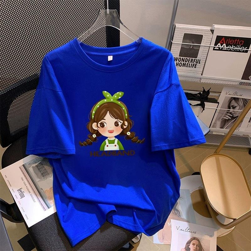 Tricou cu mânecă scurtă din bumbac pur, alb, pentru femei, de vară, nou, de dimensiuni mari, design lejer, imprimat, subțire, cu mânecă jumătate