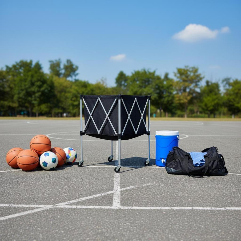 Foldable Ball Carrier Portable Mobile Athletic for Gym