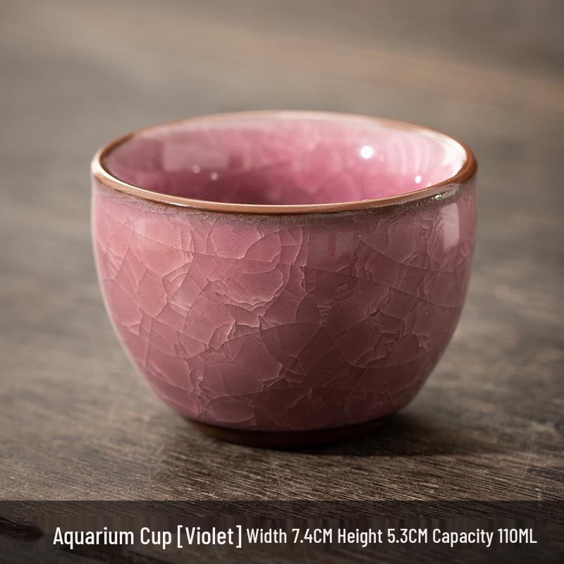 Ceramic Ice Flower Glaze Tea Cup Set: Water-Resistant, Large Thumb Ring, Four Seasons Gift Box.