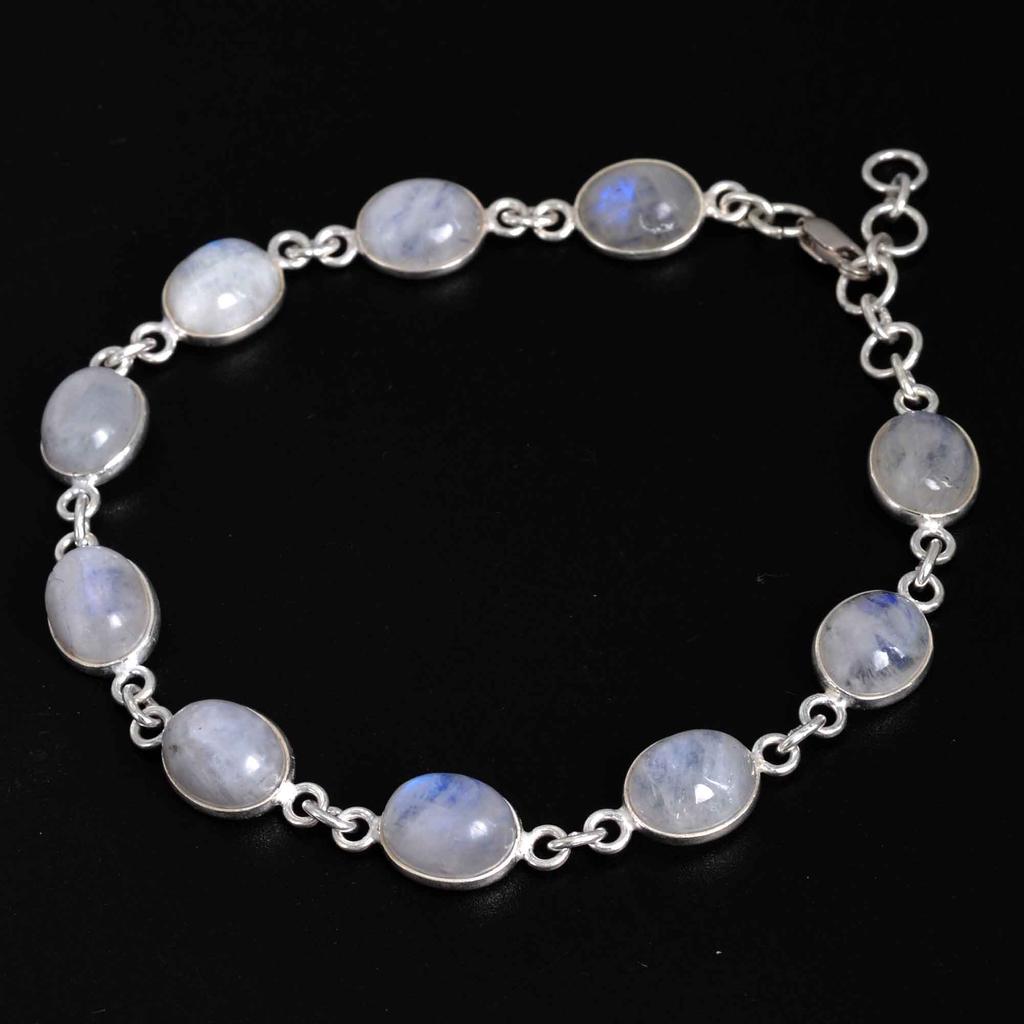 Mondstein-Armband aus 925er-Sterlingsilber, Juni-Geburtsstein-Armband, Geschenk für ihre Mutter, Jahrestagsgeschenk