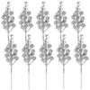 10Pcs Realistic Artificial Berry Stems Simulation Snowflake Berries Branch Christmas Tree Holiday Decoration Christmas Picks