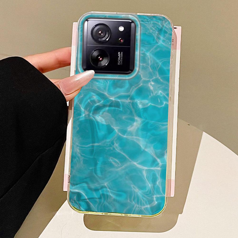 

Чехол для телефона с текстурой воды, бабочкой и цветком для Xiaomi 13T 14T 11 Lite Poco X5 M6 Pro X6 X7 X3 Pro NFC C75 C71 C65 C61 M5S Xiaomi 11 Lite 5G белый