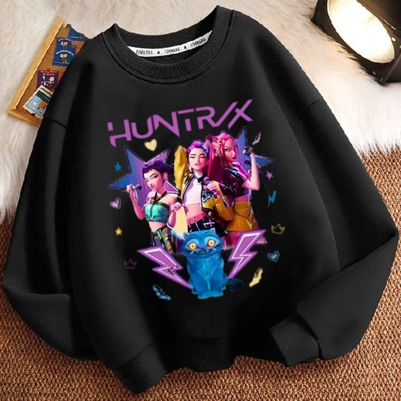 Kinder-Mode Hexenjagd Team Rundhals-Hoodies für Herbst und Winter, Lockere Langarm-Freizeitjacken für Jungen und Mädchen