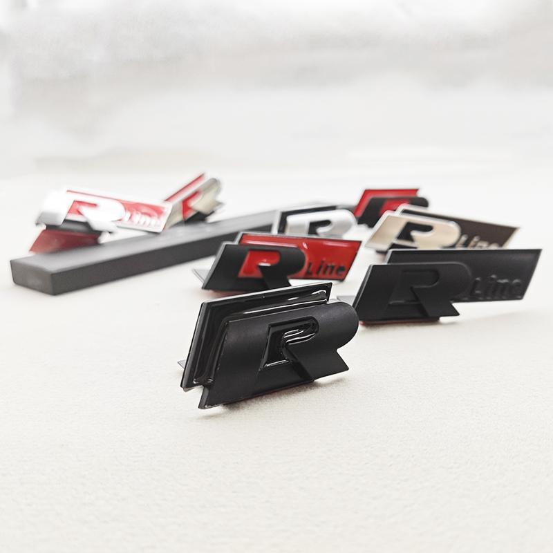 2026 Heißer Aufkleber 3D Metall Auto Logo R RLine Kühlergrill Emblem Abzeichen Aufkleber für Volkswagen VW Golf R R32 MK7 MK7.5 MK8 Polo GTI