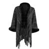 Warm Fur Collar Knitted Shawl Cardigan Cape Shawl Polyester Plus Size Women'S Shawl