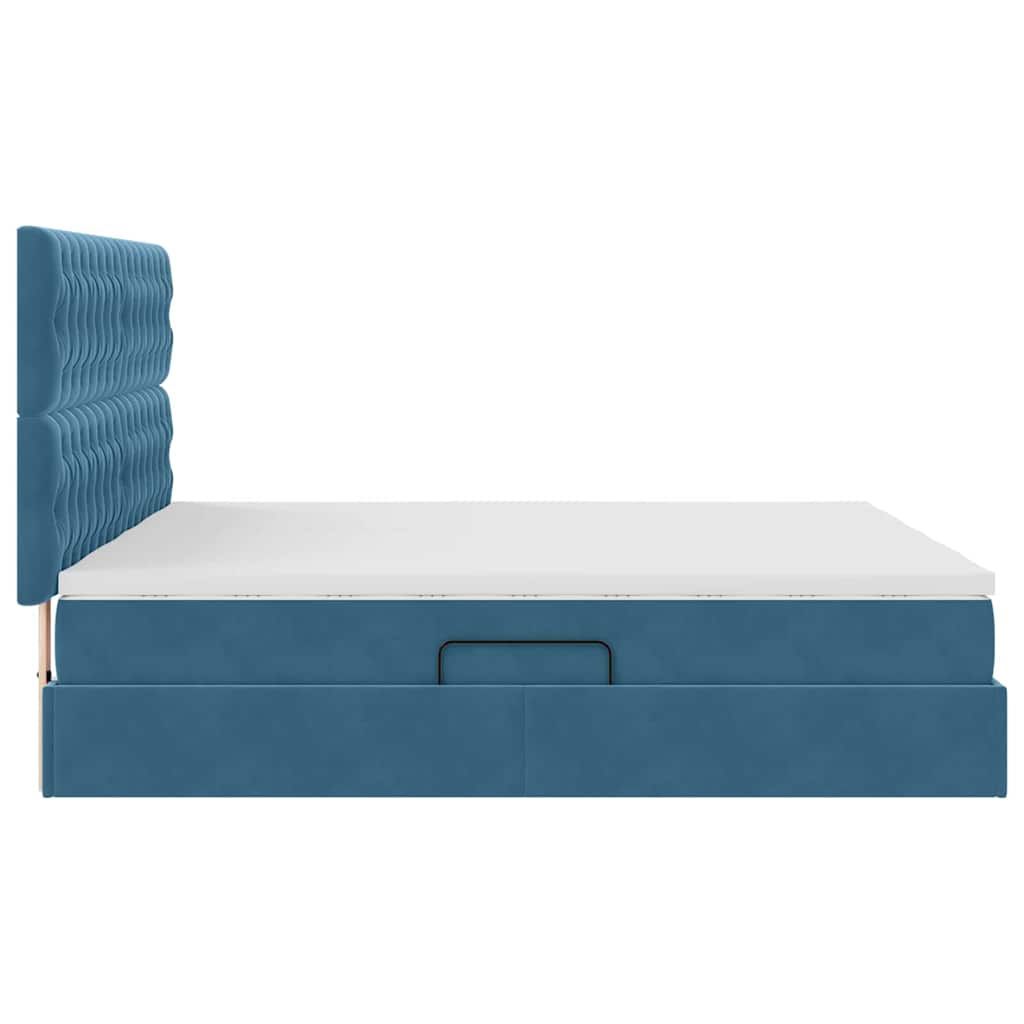 Storage Bed with Mattress Dark Blue 200 x 200 cm Velvet