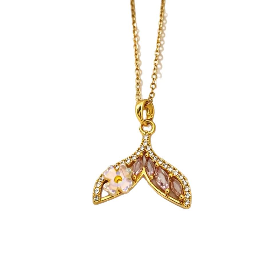 Women's Rhinestone Mermaid Tail Necklace - Trendy, Cool Pendant Clavicle Chain Accessory