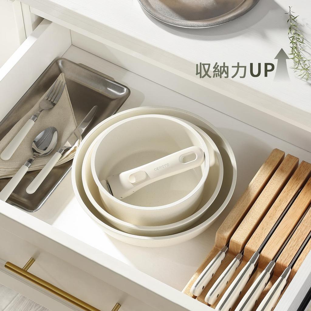 CAROTE Frying Pan 16 IH Gas Fire PFOS Tamagoyaki Pot Removable Marble Easy To Oven One Year Warranty Series Set, Pieces, Compatible, Compatible, PFOA,