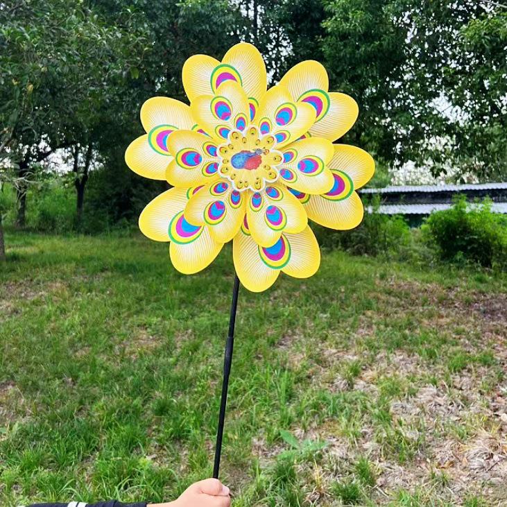 Colorful Outdoor Peacock Double-Layer Large Windmill for Scenic Areas and Night Markets