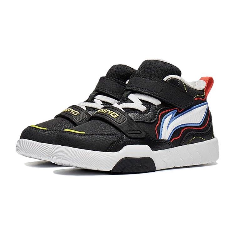 Li Ning Kids Comfortable Versatile Non-Slip Wear-Resistant Mid-Top Kids Skate Shoes Black Kids Skate Shoes YKNT126-23