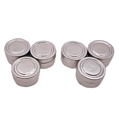 RSINC Mini Stainless Steel Dibbi Secure and Stylish Travel Container | Small Travel-Size Storage Solution |  6-Piece Stainless Steel Dibbi Set Mini