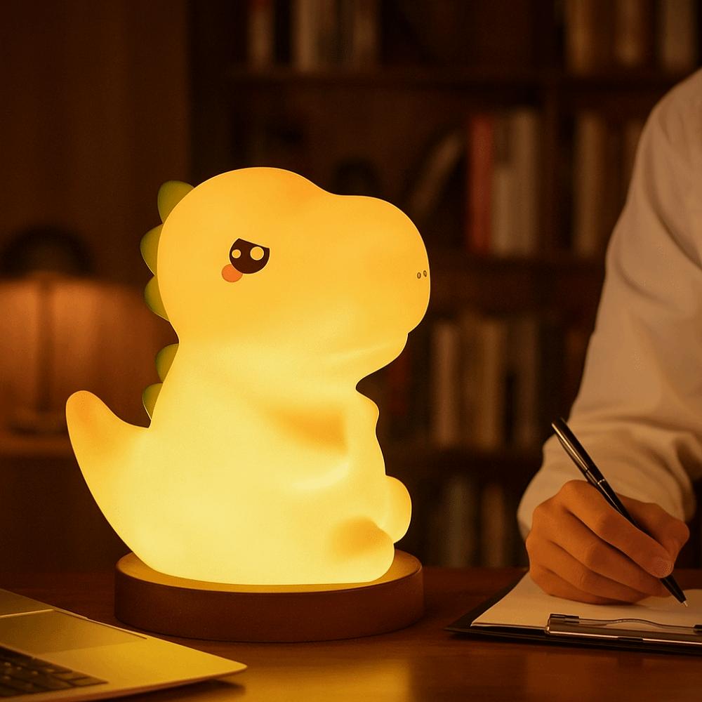 USB Charging Silicone Night Light Dinosaur Shape Dimmable Lamp Cute LED Night Lamp  Bedside