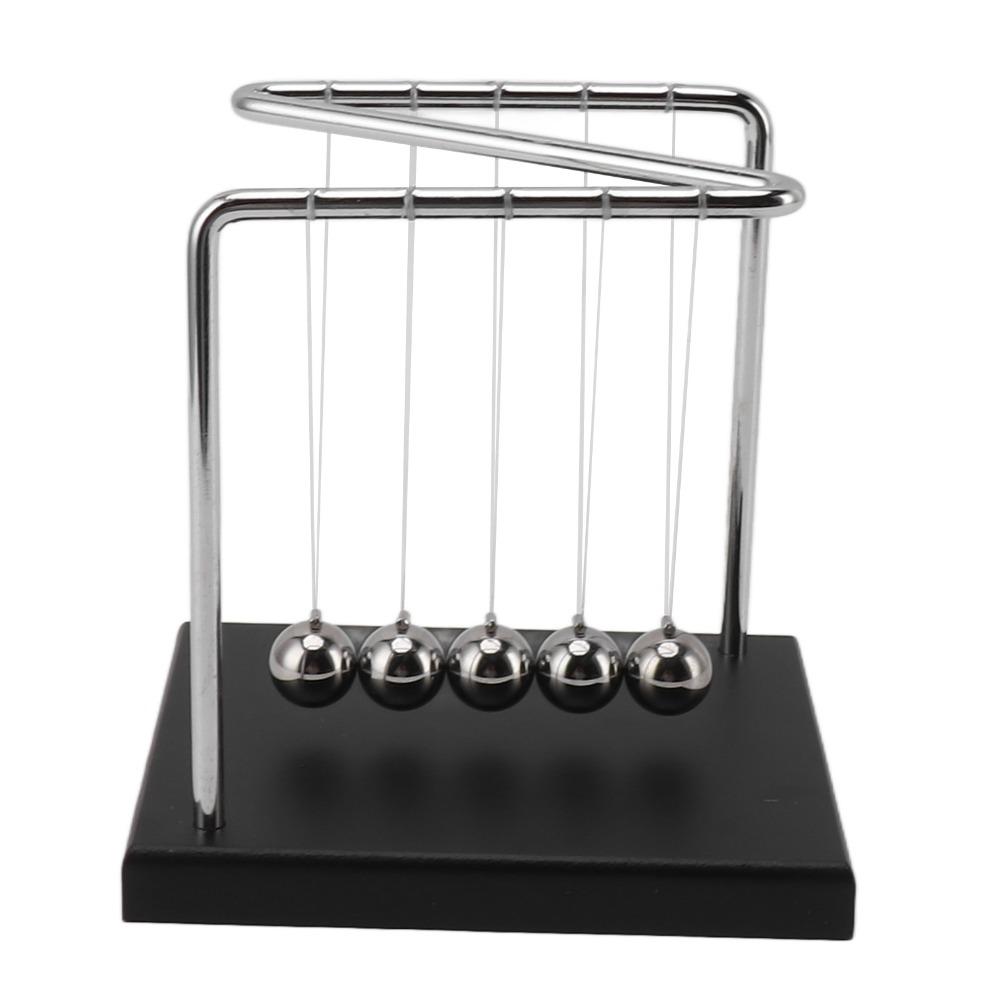 Wooden Base Balance Pendulum Ball 5.51x4.65x5.91in Physics Toy Steel Swing Balls  Office Desk