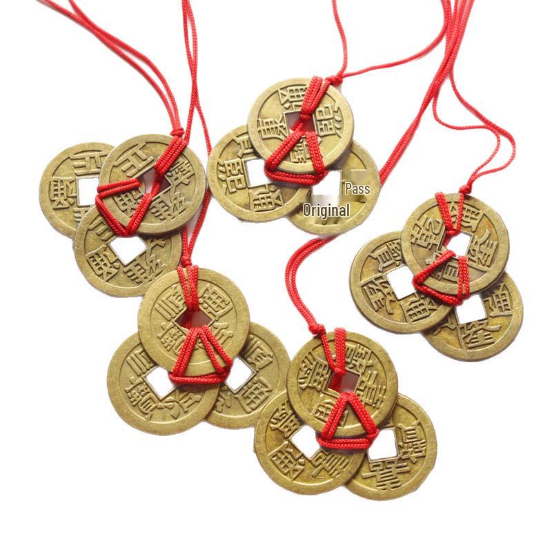 Antiker Legierungsanhänger: Fünf & Zehn Kaiser Feng Shui Kupfermünzen