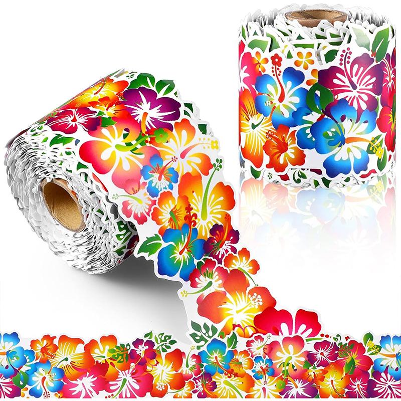 18.5m/roll Flower Leaf Pattern Border Paper Spring/Summer School Classroom Photo Wall Decoration