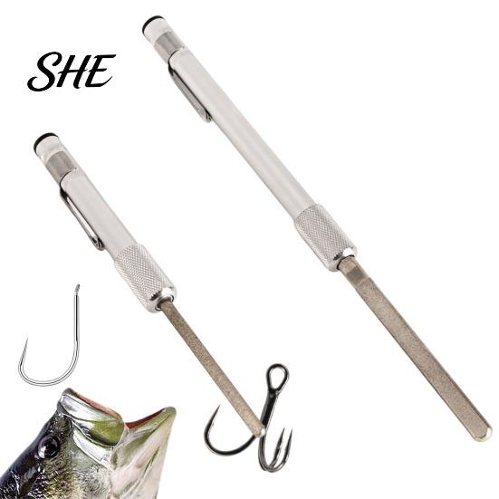 Fishing Tackle Sharpener Pen Type Portable Hook Sharpener, Heavy Duty Metal Sharpening Tool, Cutter Rod with Clip, Accessories