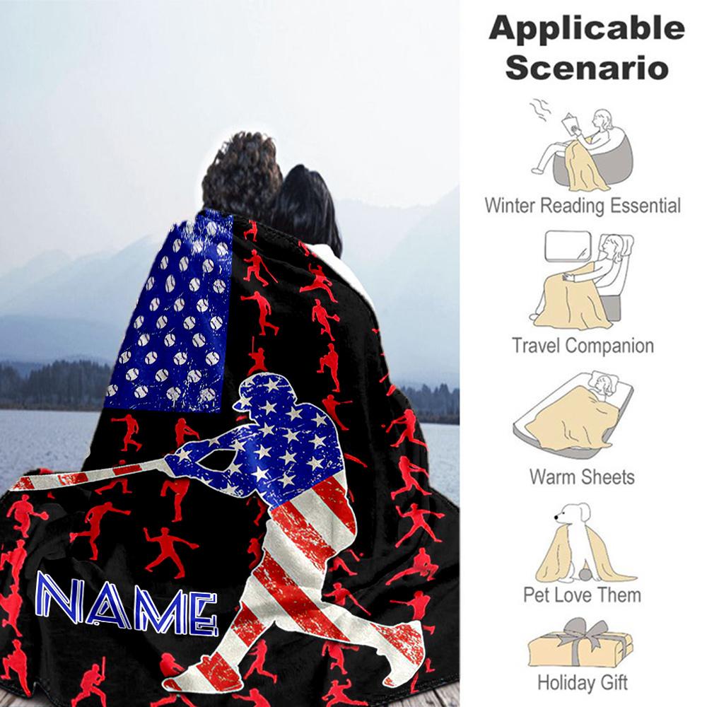 Softball Player55 Customize Text Blanket Cozy Customizable Blanket Durable Comfort Great for Sofa Living Room Bed Seaside All-Season Use