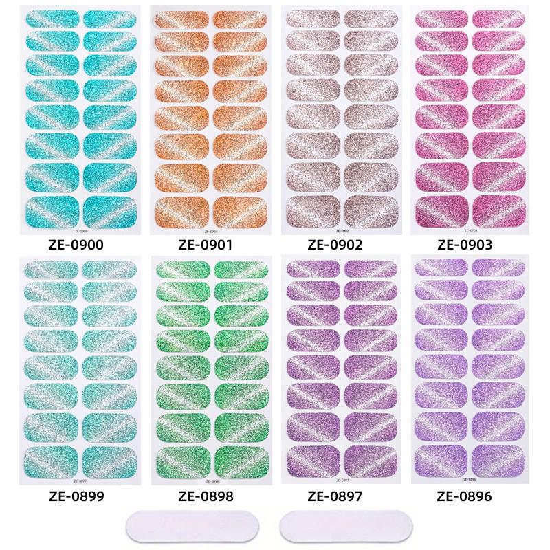 16pcs Cat Eye Nail Foil Sticker Set With Flash Effect Marble Flower Star Manicure Kit Women