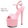 Fashion Shoes for Women 17CM High Heeled Sandals Open Toe Shoes Summer Buckle Strap Platform Party Club Striper Shoes Female Stiletto