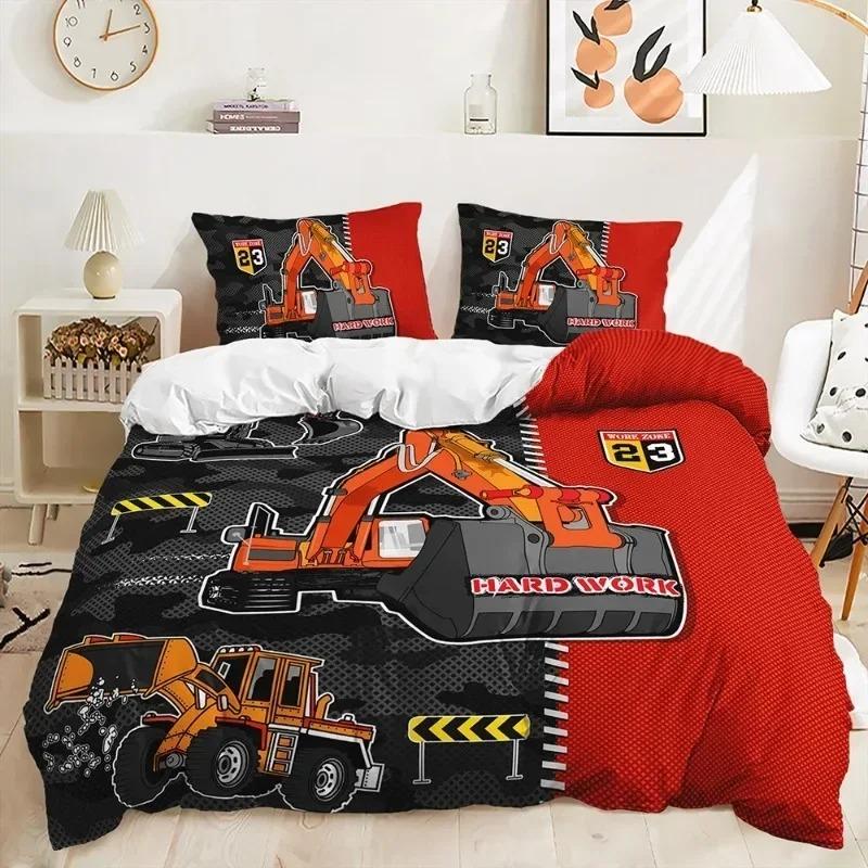 Baufahrzeug Bettwäsche Set Für Jungen Bagger Bettbezug Queen Size Playstation Design Teen Bett Set