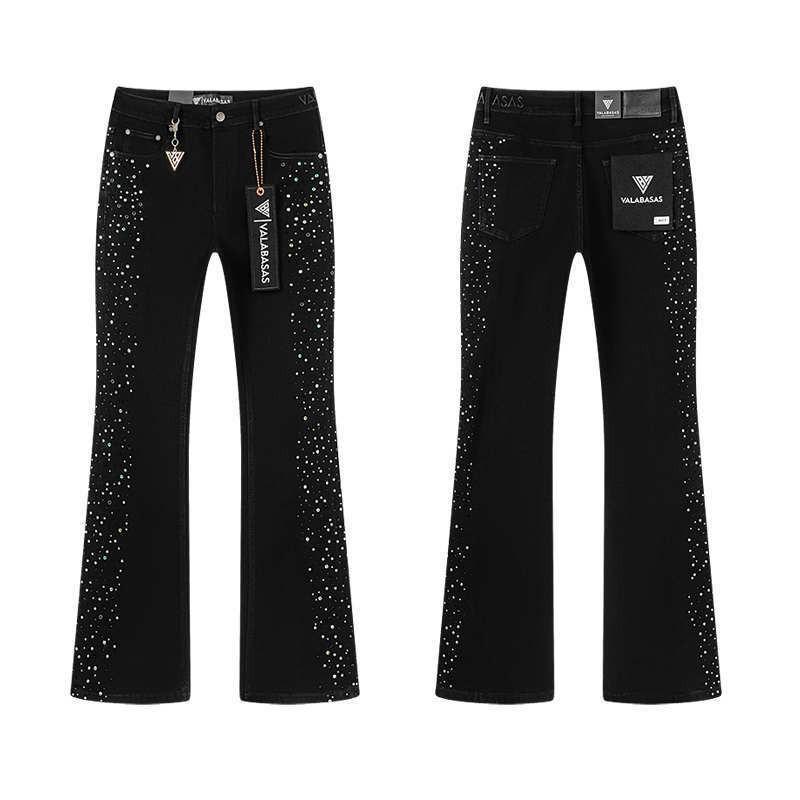 Valabasas Stil '' Retro Distressed Gewaschene Stretch Schlagjeans Herren Damen Streetwear Freizeit Hosen